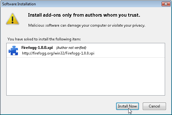 Firefox Software Installation window