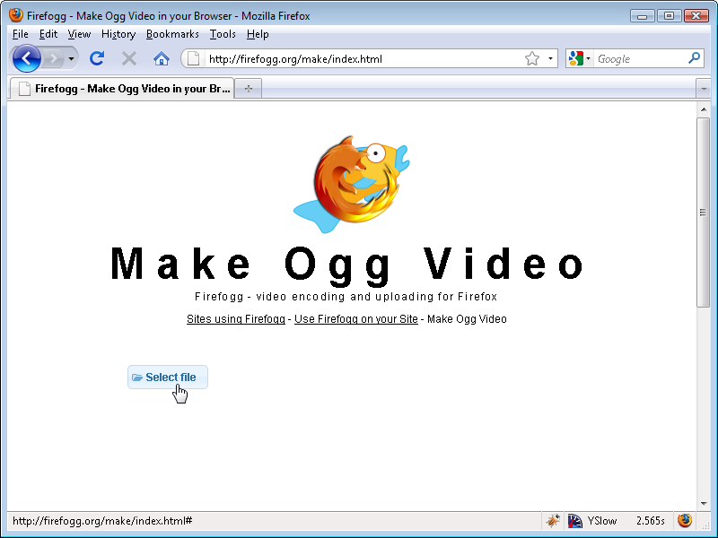 Firefogg: Select file