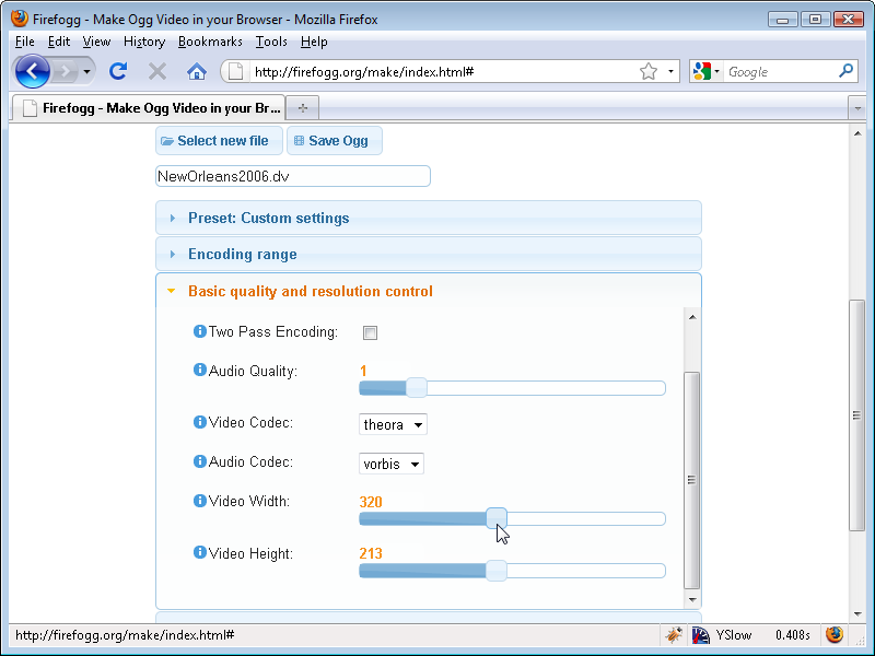 Firefogg: set video width and height