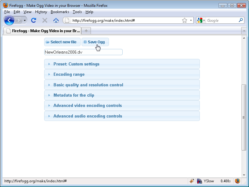 Firefogg: Save Ogg